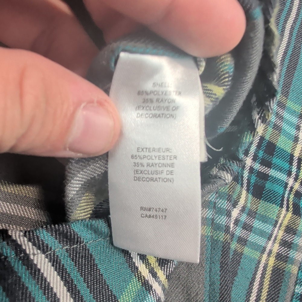 Ascend Gorpcore Plaid Button Down Shirt Medium Teal Grey Hiking Outdoor Trail - Picture 4 of 9